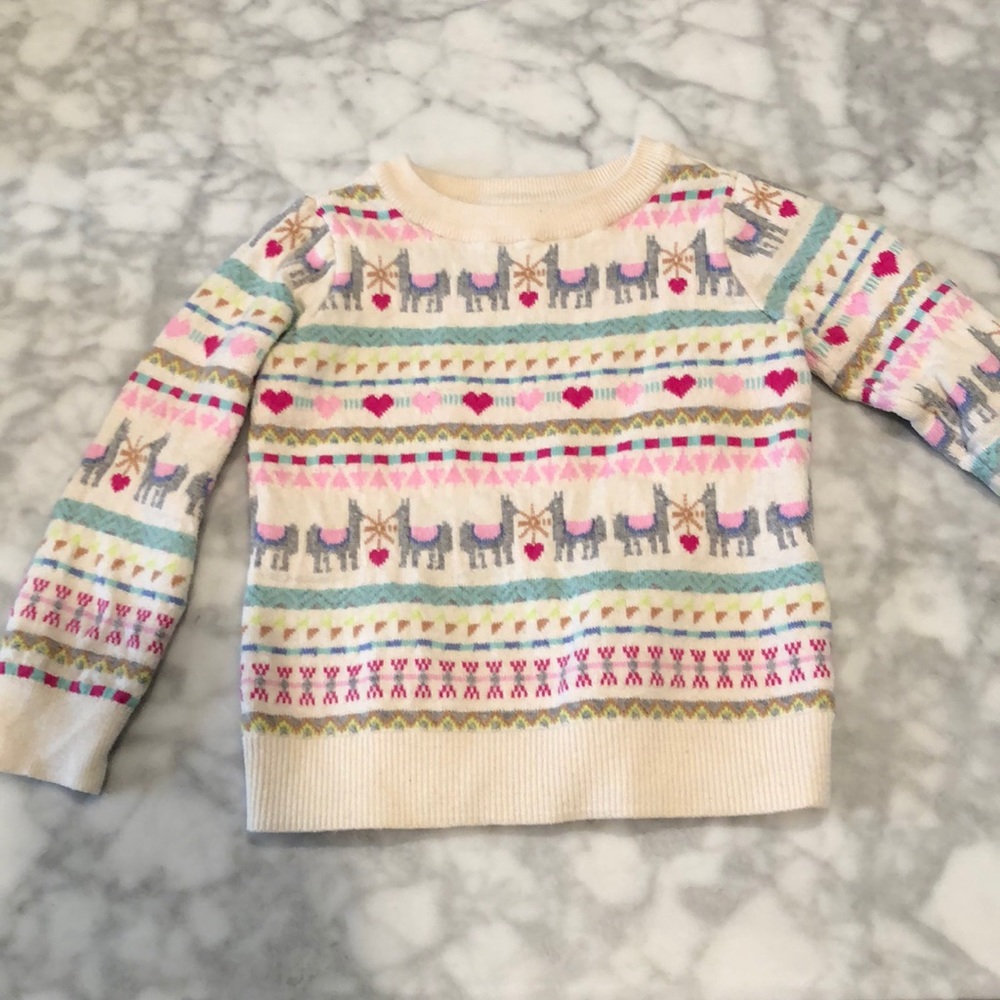 Patterned cotton sweater with ribbed detail